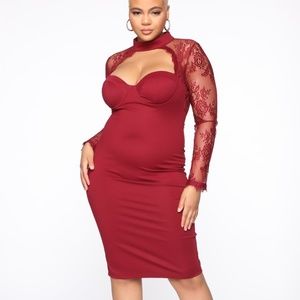 NWT Fashion Nova Lace Burgundy dress XL